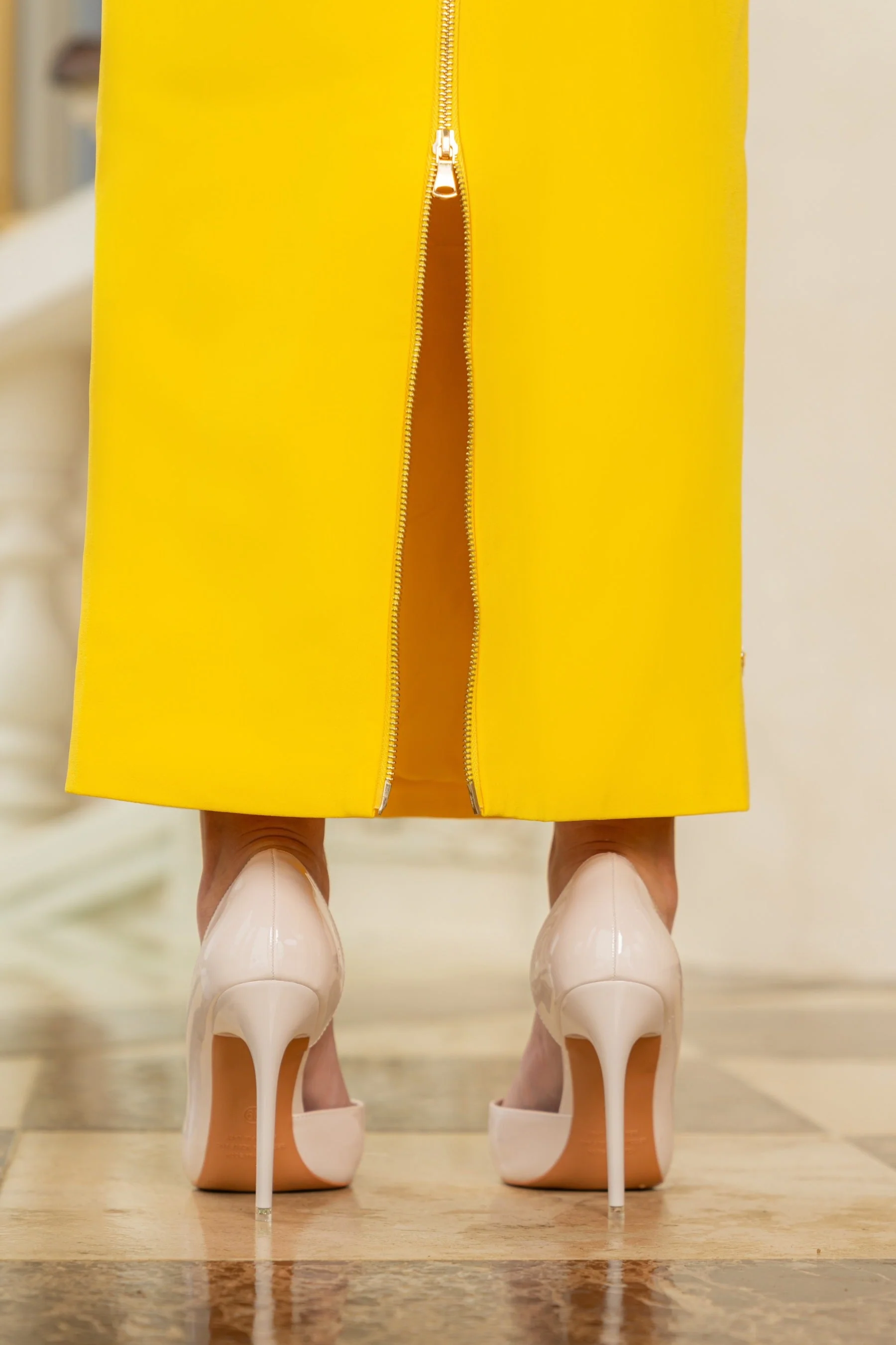 Asymmetric Stiletto Pumps - Light Beige - Image 5