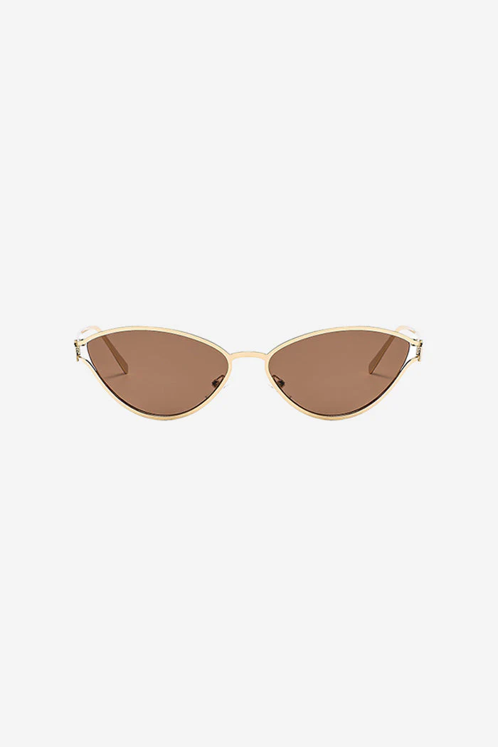Cat-Eye Sunglasses With Gold Metal Frame – Brown - Image 3