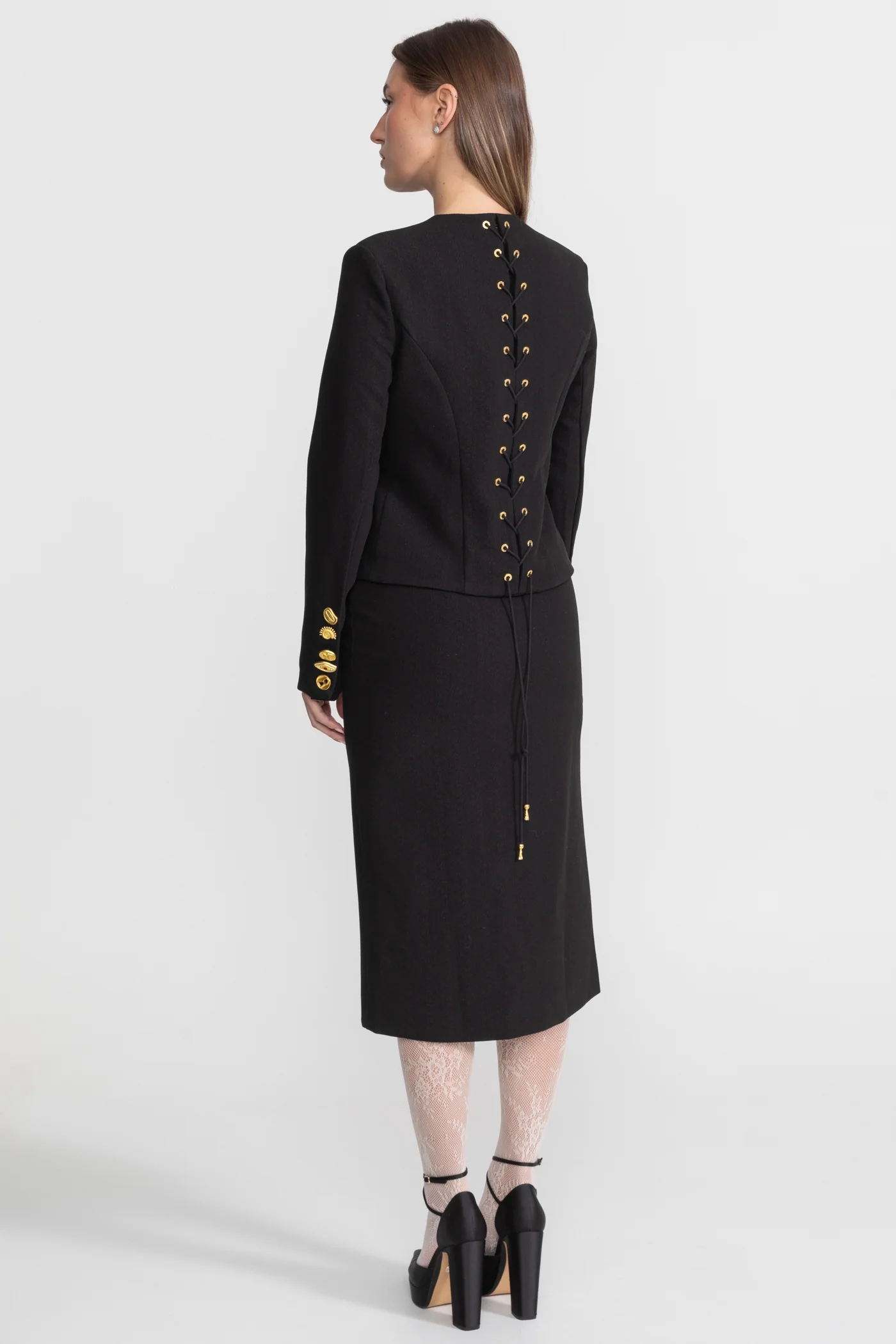 Co-ord Set with Statement Gold Buttons - Black - Image 12