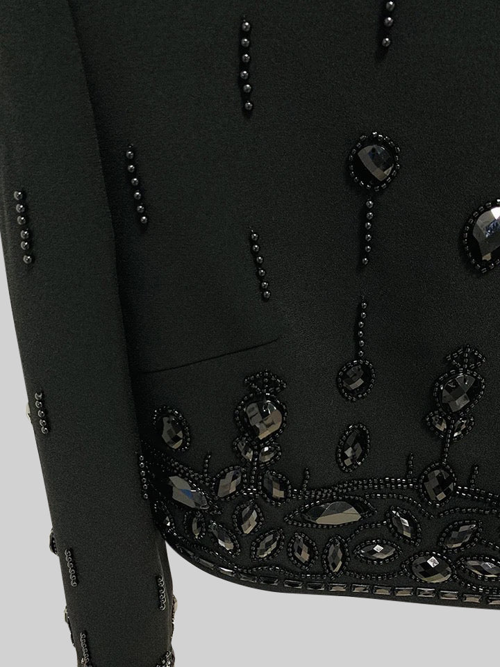 Diamond Embellished Co-Ord with Mini Skirt - Black - Image 7