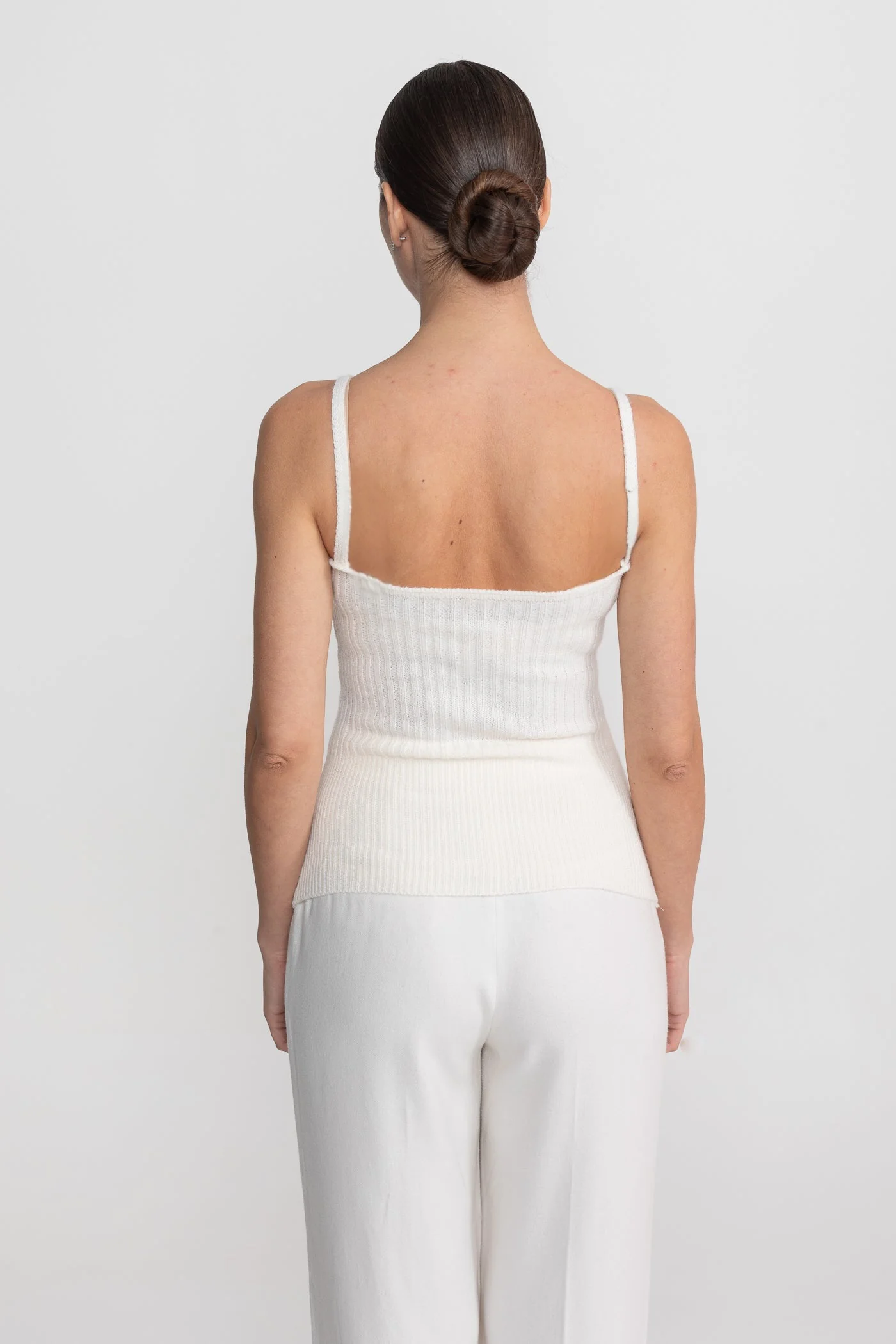Knit Two Piece Set With Crystal Embellishments And Trim Cuffs - White - Image 8