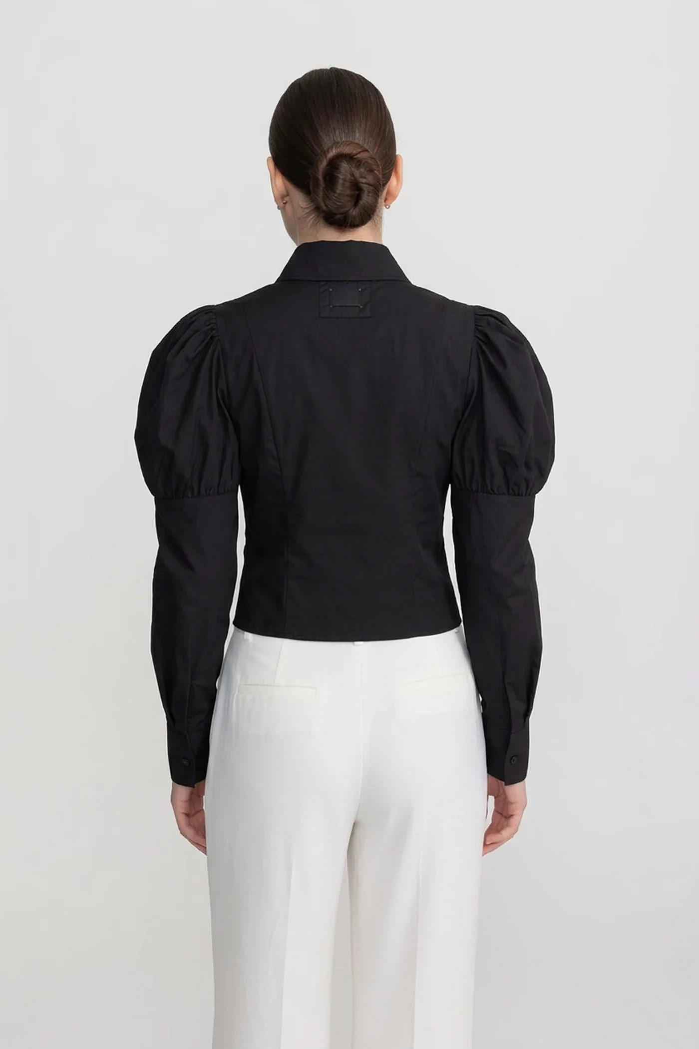 Long Sleeve Shirt With Corset Lace-Up Detail - Black - Image 4