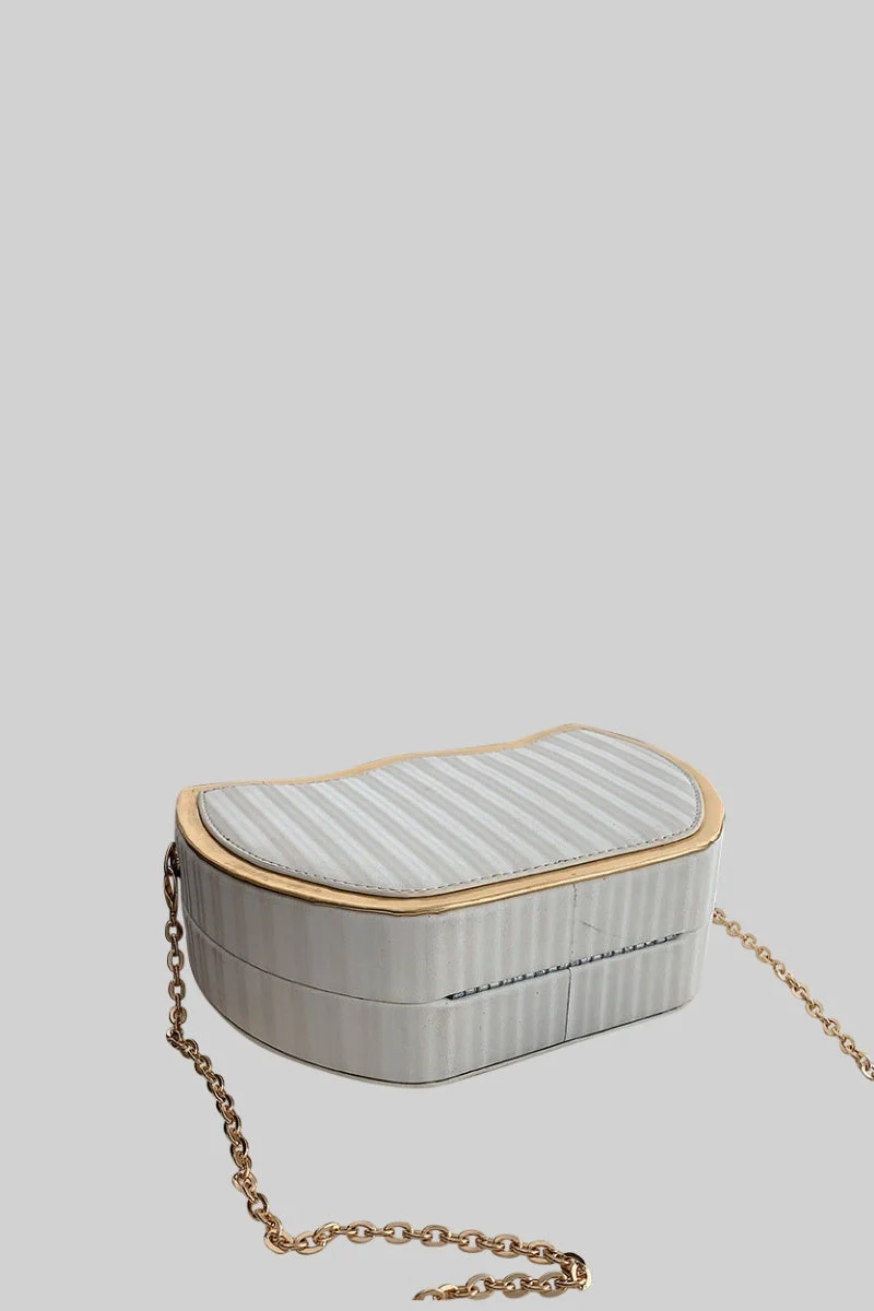 Metallic Box Bag with Leopard Detail - White - Image 3