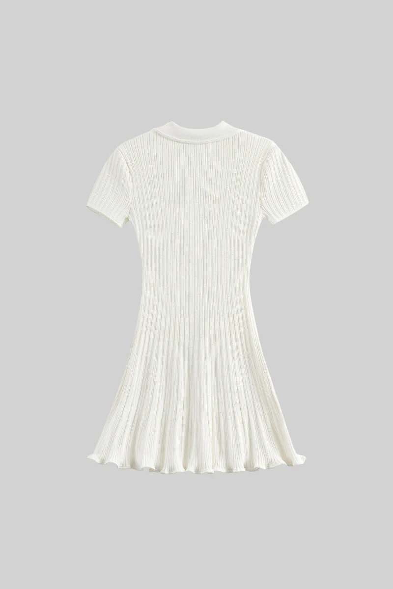 Short Sleeve Hourglass Diamond Dress - White - Image 17
