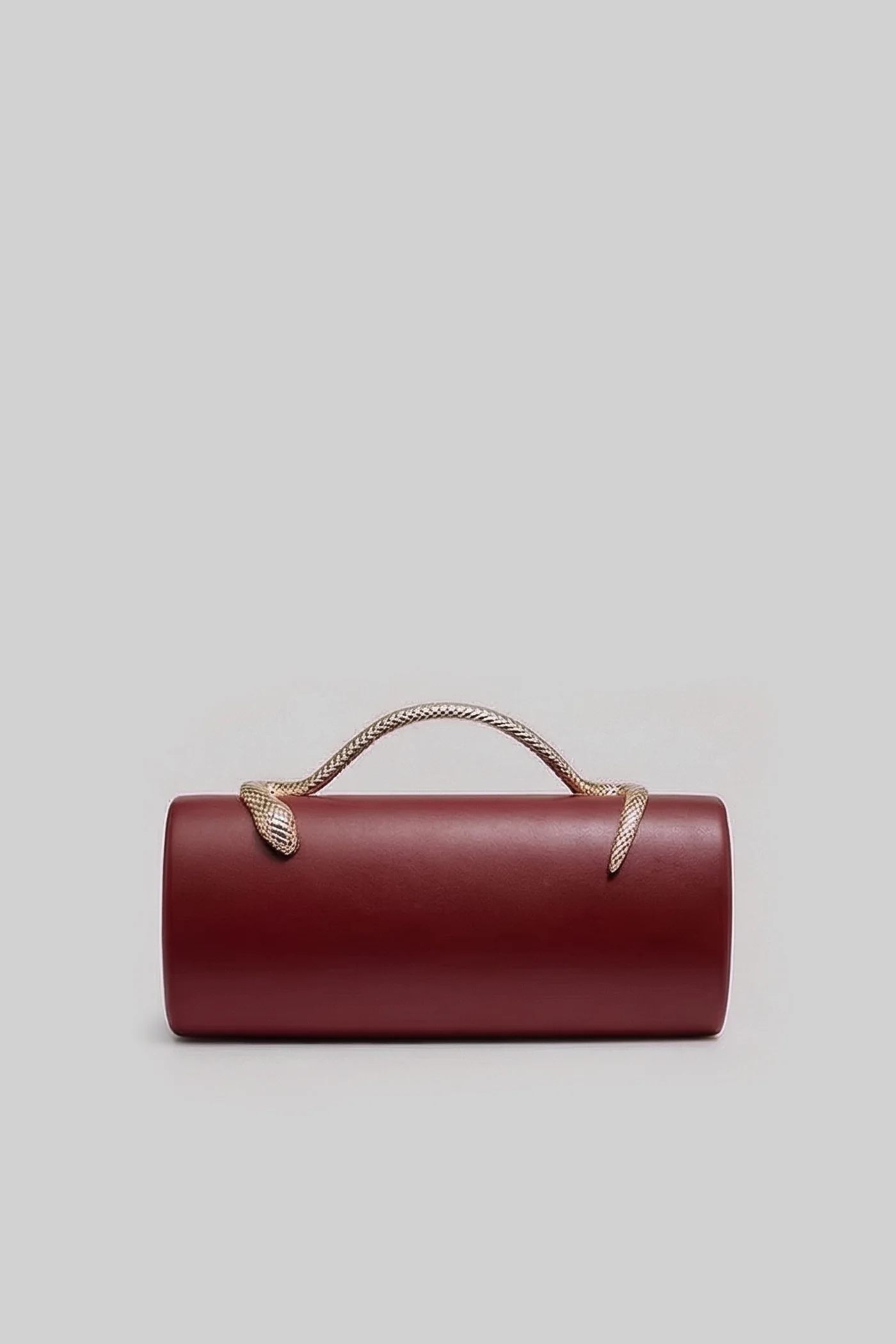 Structured Clutch Bag with Snake Handle And Gold Chain – Burgundy - Image 2