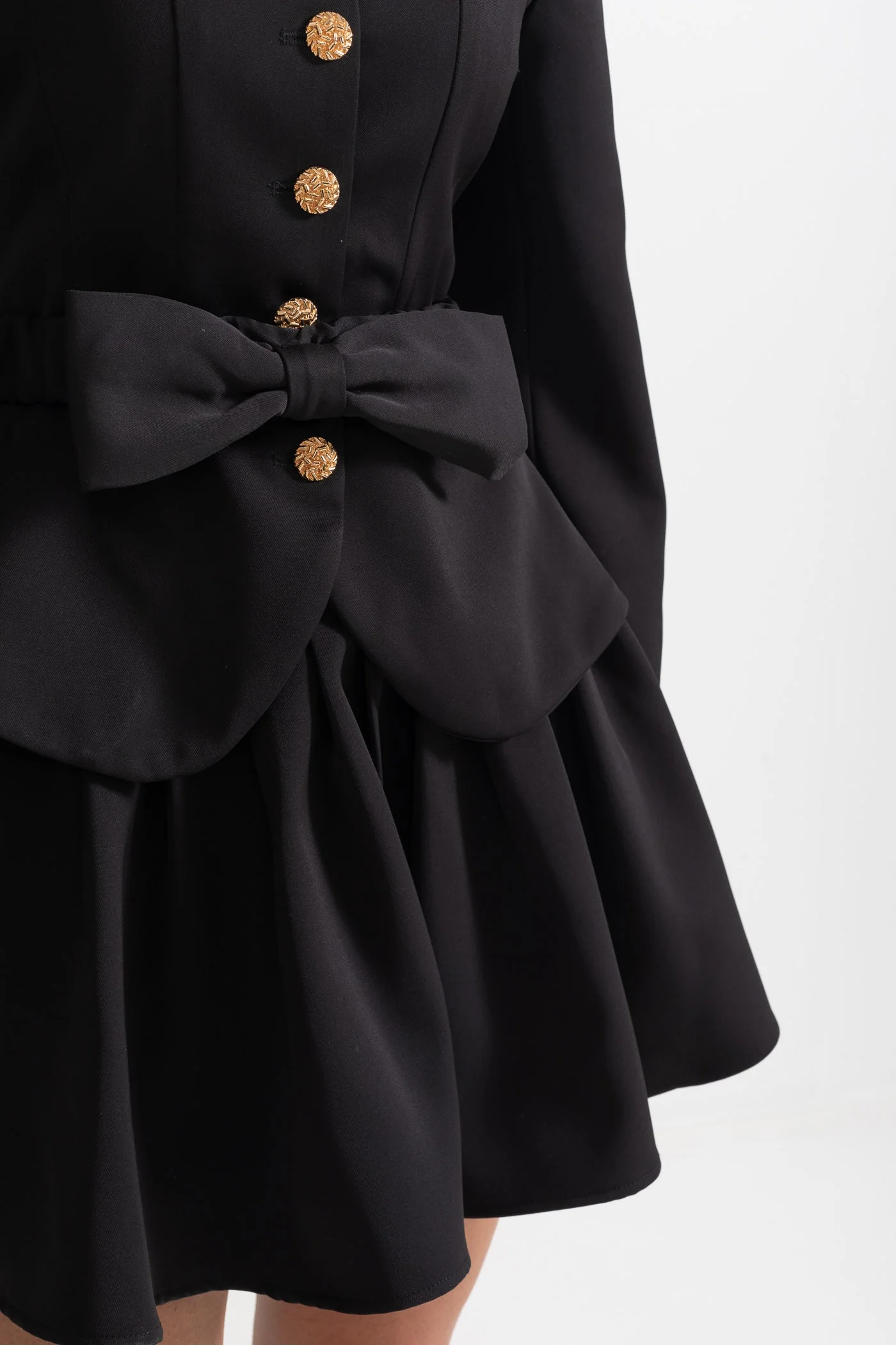 Two Piece Ensemble With Bows And Gold Buttons - Black - Image 8